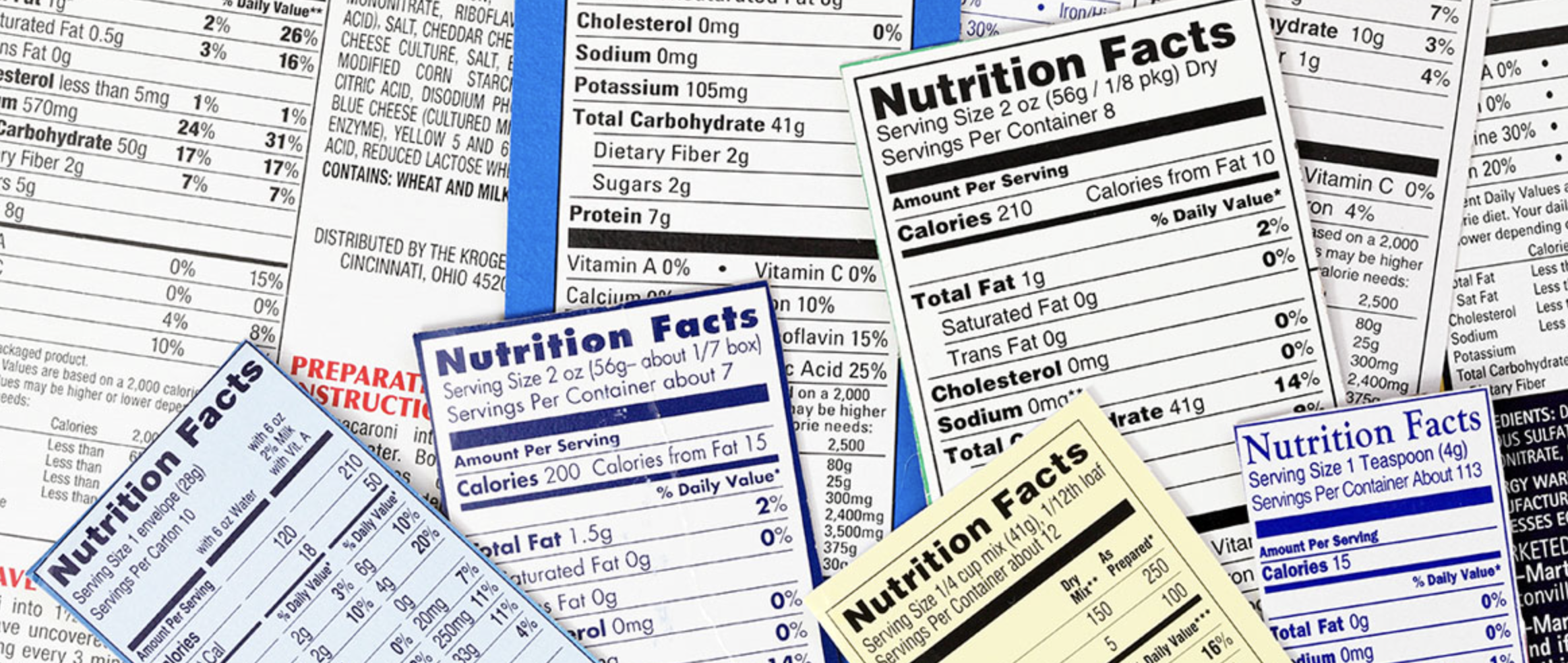 Nutrition labels collage